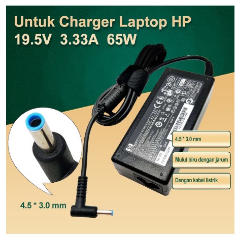 Charger laptop hp original 19.5V 3.33A 65W (4.5*3.0mm) 14-AC 14-AF 14-V043TX 14-AM505TU ENVY SLEEK 14 Pav 15 14-R201TX 14-R205TU 14-