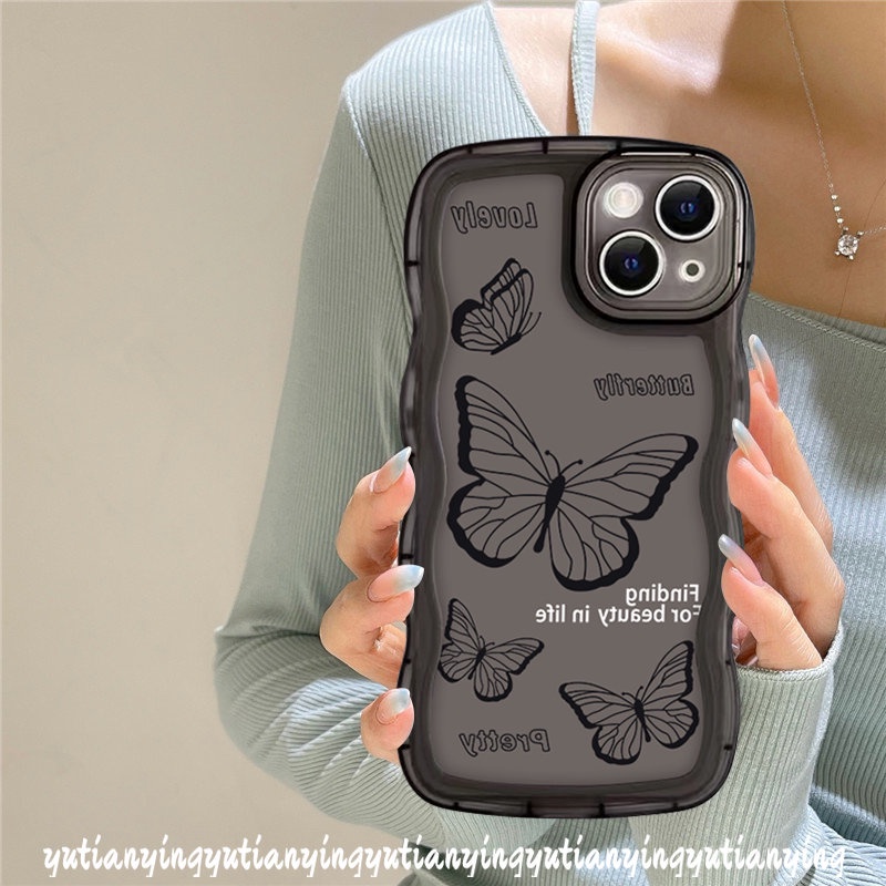 Soft Case TPU Motif Kupu-Kupu Untuk iPhone 11 Pro Max XR 6 6s 8 7 Plus 14 13 12 Pro Max 14 Plus X XS Max SE 2020