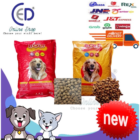 MAKANAN ANJING BOLT DOG BEEF 10KG ( GOSEND &amp; GRAB )