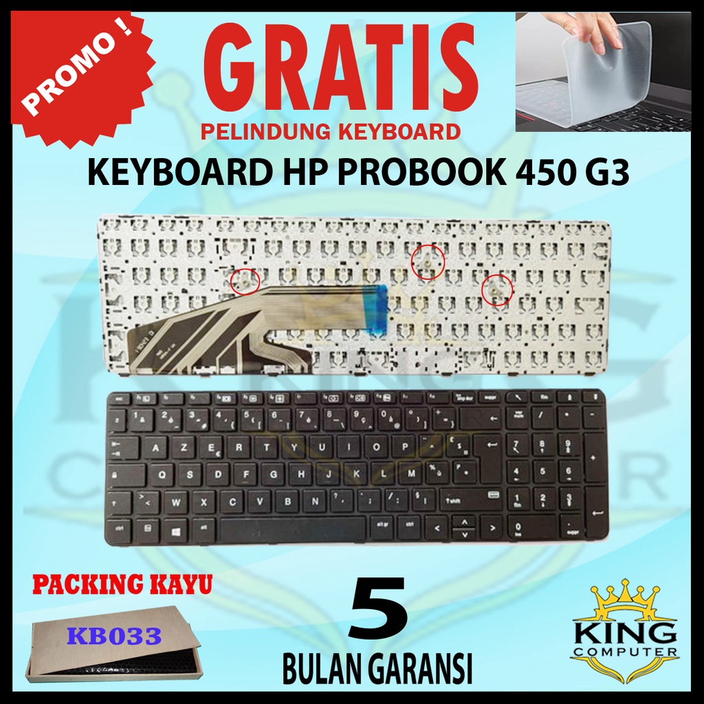 Keyboard HP ProBook 450 G3, 455 G3, 470 G3, 650 G2, 655 G2 GRATIS PELINDUNG KEYBOARD