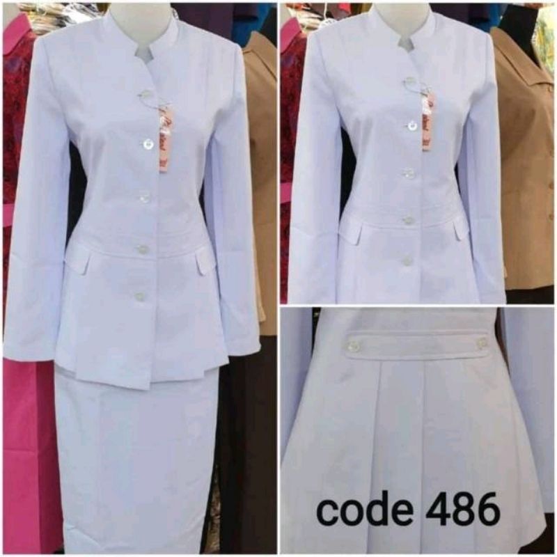 blazer kode 486 putih putih lolani set rok