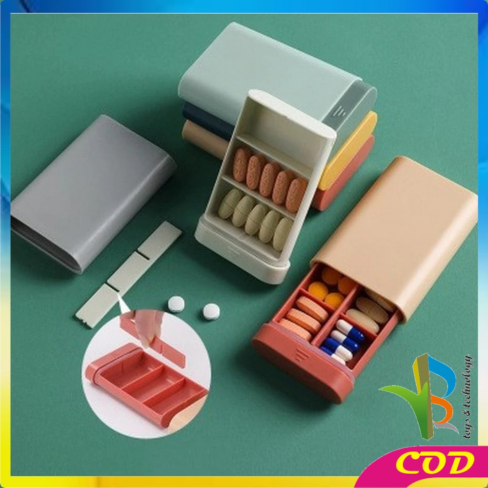 RB-C109 Kotak Tempat Penyimpanan Obat Pil 6 Sekat Portable Medicine Storage Box Untuk Travel