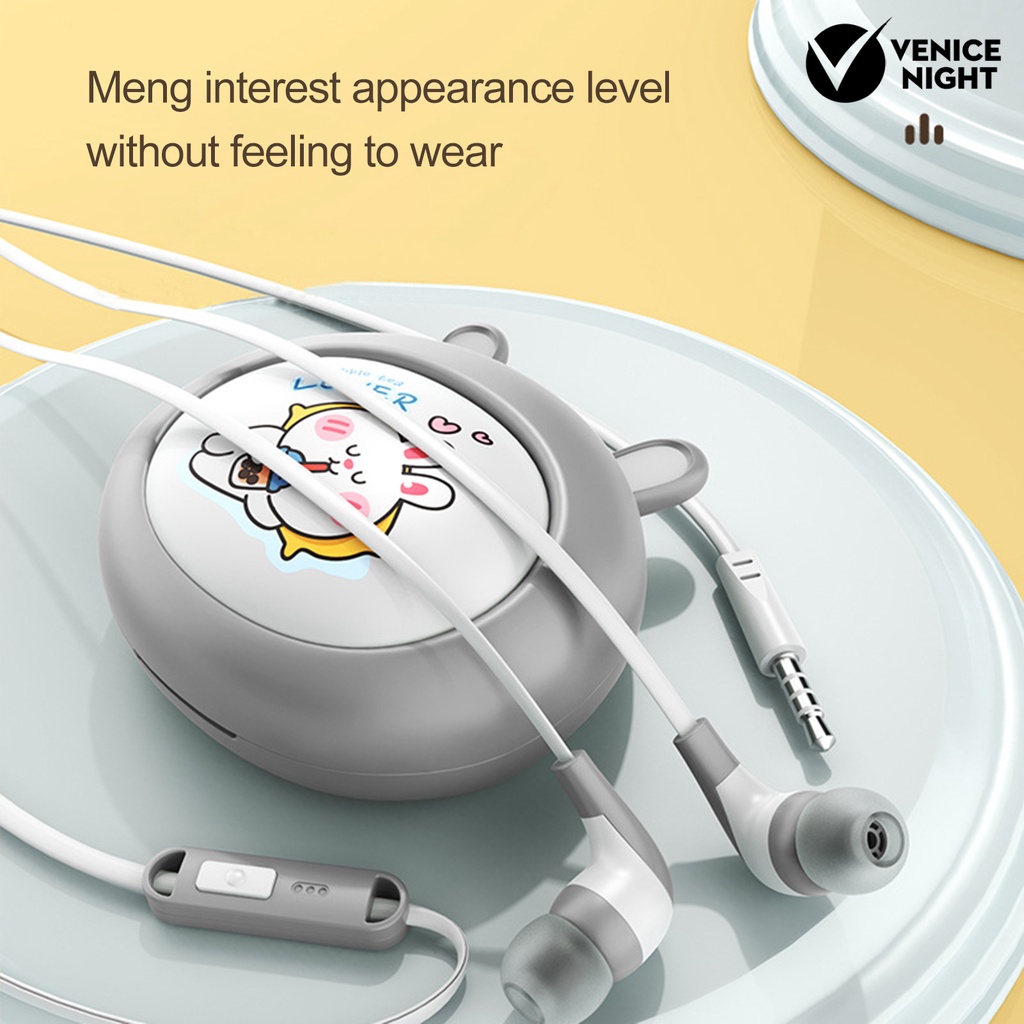 (VNEP) (Berkabel) Earphone In-ear Stereo Sound 3.5mm Sports Earbuds Headset Gaming dengan Kotak Penyimpanan Kartun untuk Anak-anak