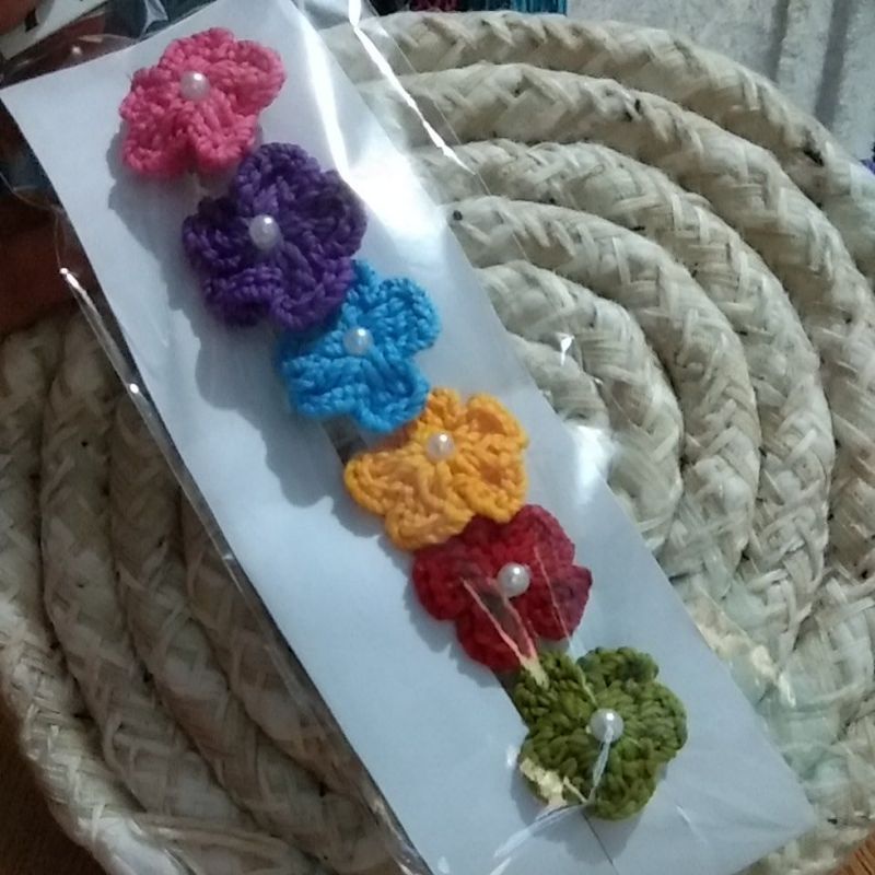 BROS RAJUT (ISI 6PCS)BUNGA KECIL LUCU CANTIK PENITI KEKINIAN TERLARIS APLIKASI PITA TERBARU AKCECORI