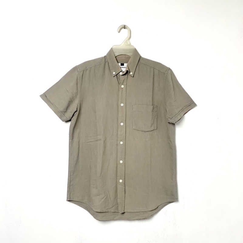 Topman Grey Basic Shirt Kemeja Pria Lengan Pendek Abu Original Second