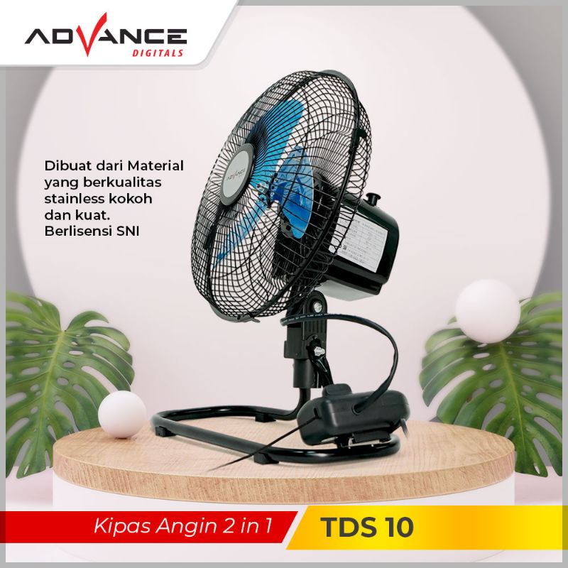 Advance Kipas Angin Tornado 10 Inch Besi 2in1 Meja / Dinding TDS 10