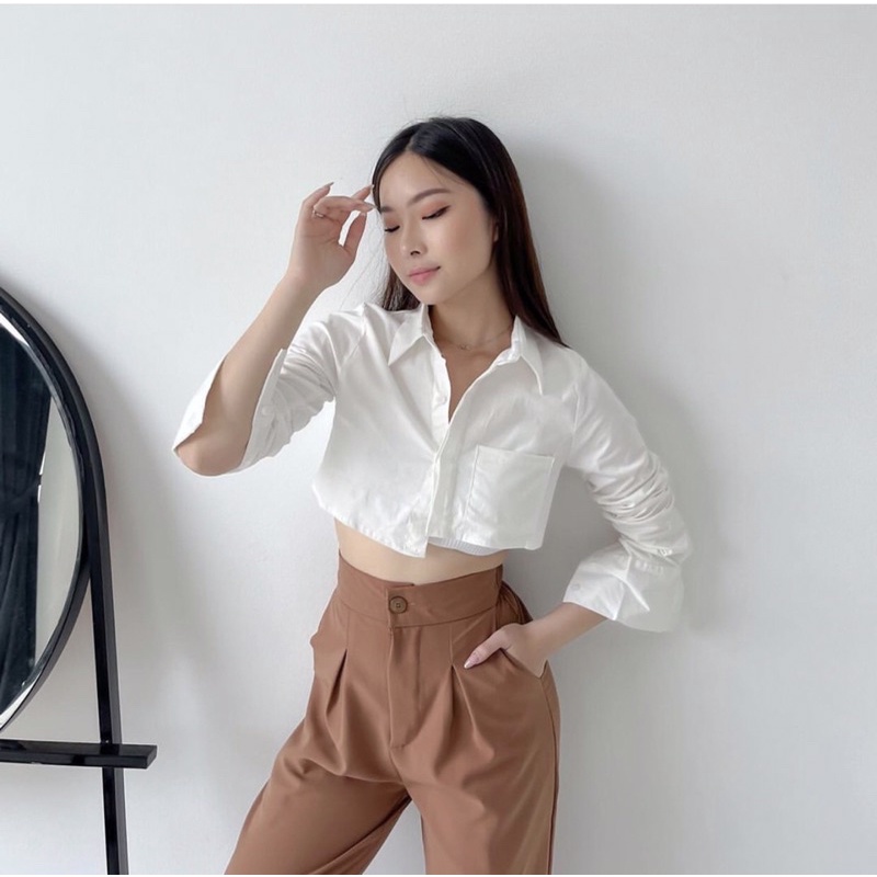 MORA CROP TOP KOREA - CROP TOP CASUAL WANITA - CROP TOP LONGSLEEVE - ATASAN TANGAN PANJANG CROP - CASUAL OUTFIT - HADIAH / KADO ULTAH CEWEK