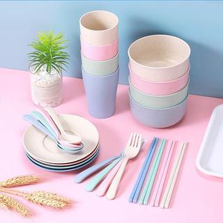 IKILOSHOP Alat Makan Set Jerami 6 in 1 Wheat Straw Cutlery Piring Gelas Mangkok Gift Box Souvenir