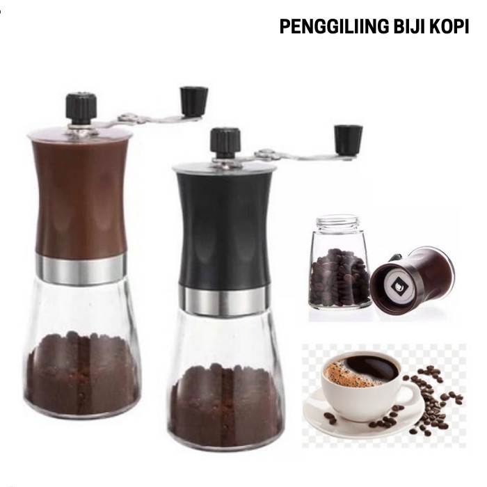 Penggiling Biji Kopi Manual ( Kaca ) / Manual Hand Grinder Coffee