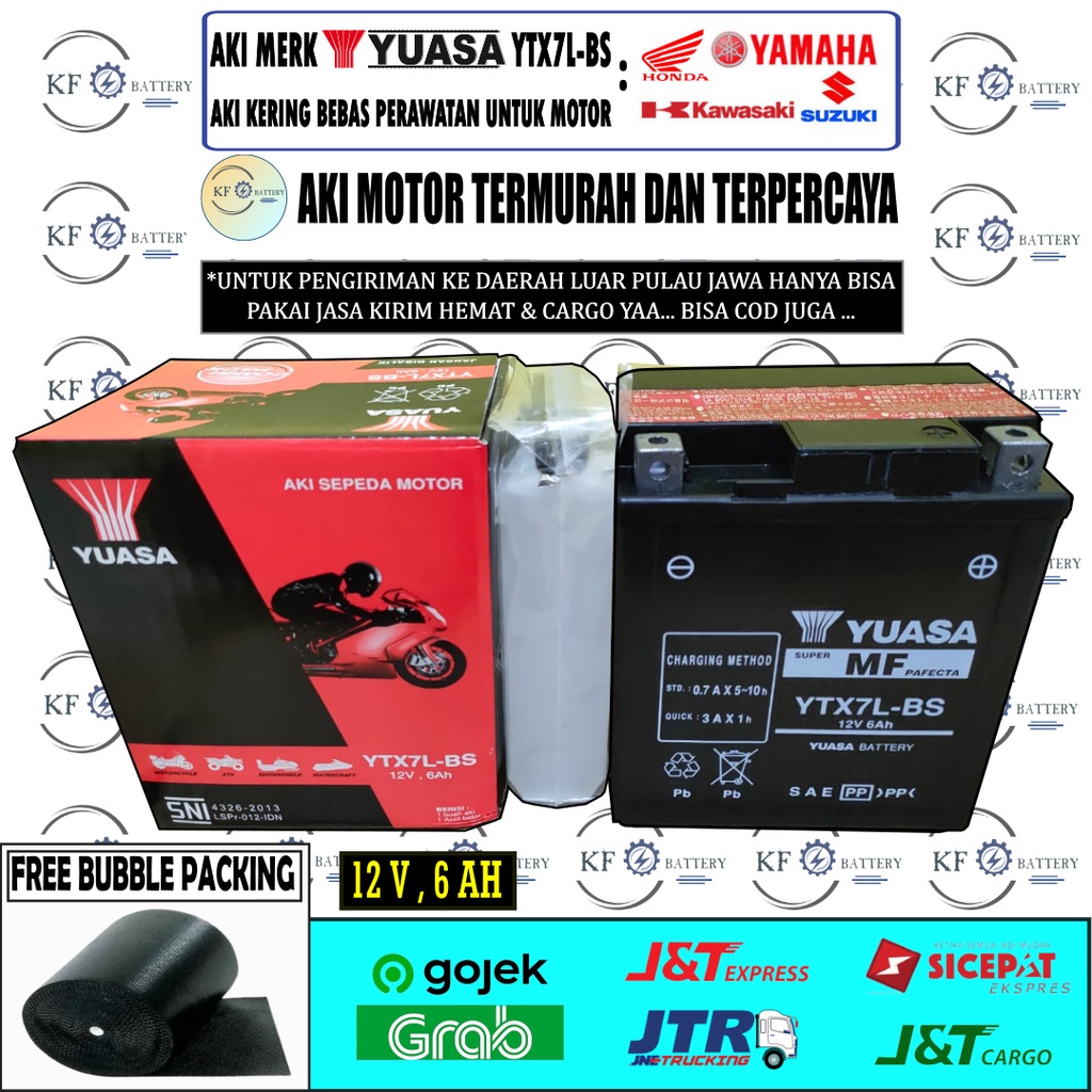 Jual Aki Motor D-Tracker 150, XMAX, Vespa Liberty YTX7L-BS YUASA ORI