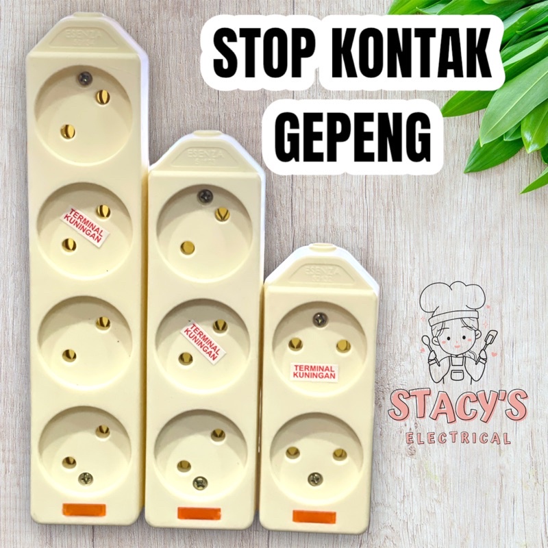 STOP KONTAK GEPENG ESENZA + LAMPU (PEGAS EMPUK KUNINGAN ASLI)