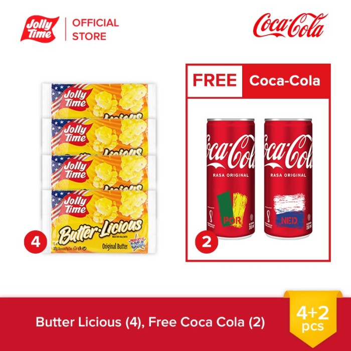 

Jolly Time Microwave Popcorn - Paket Tetra Licious FREE Coca Cola