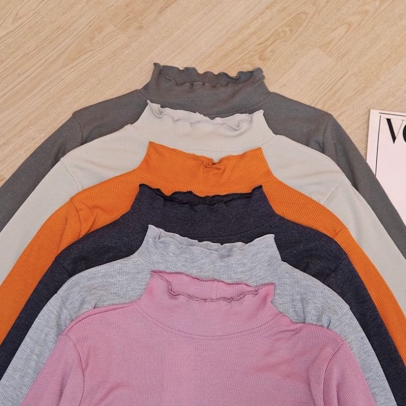 SWEATER RAJUT LENGAN PANJANG / KAOS RIB TURTLENECK CURLY / ATASAN WANITA / TURTLENECK CURLY LENGAN P