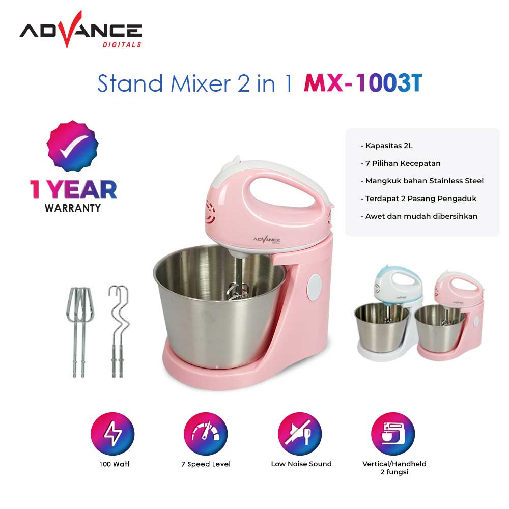 ADVANCE Stand Mixer Stainless Pengaduk Adonan 2 Liter MX-1003T