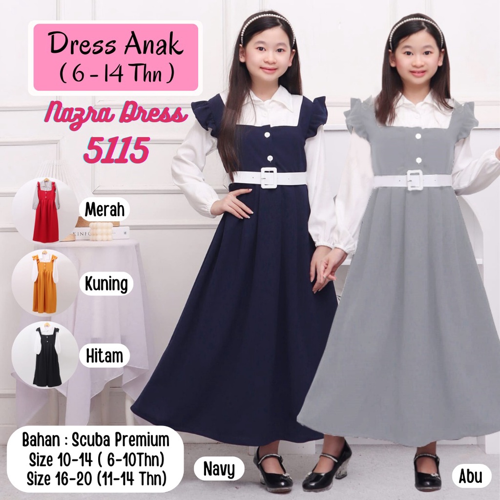 SALE  ( 6 - 14 TAHUN ) Baju Dress Panjang Anak Perempuan Tanggung / Dress Fashion Anak Perempuan/ Or