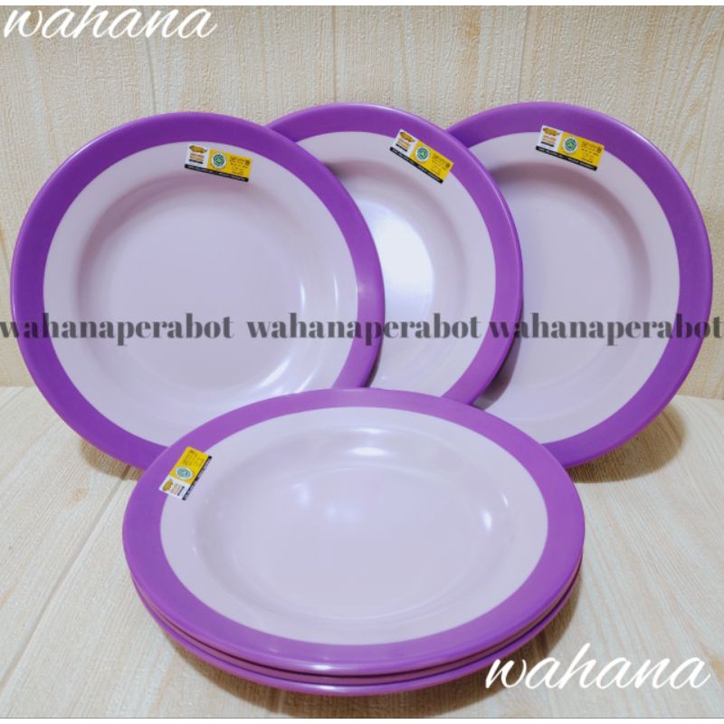 piring makan melamin golden dragon asli .piring makan melmain golden dragon warna ungu muda isi 3pcs