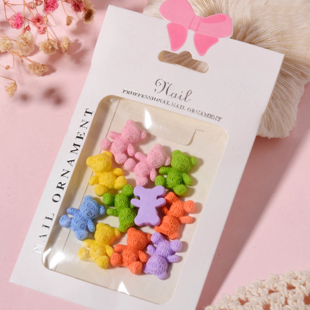 12Pcs / Set Hiasan Kuku Motif Kartun Bunga Bahan Resin Untuk Nail Art