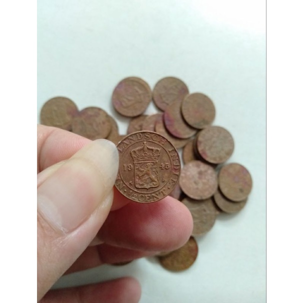 koin logam 1/2 sen benggol tembaga jmn belanda nederln indie 0.5 sen 0,5 sen setengah sen