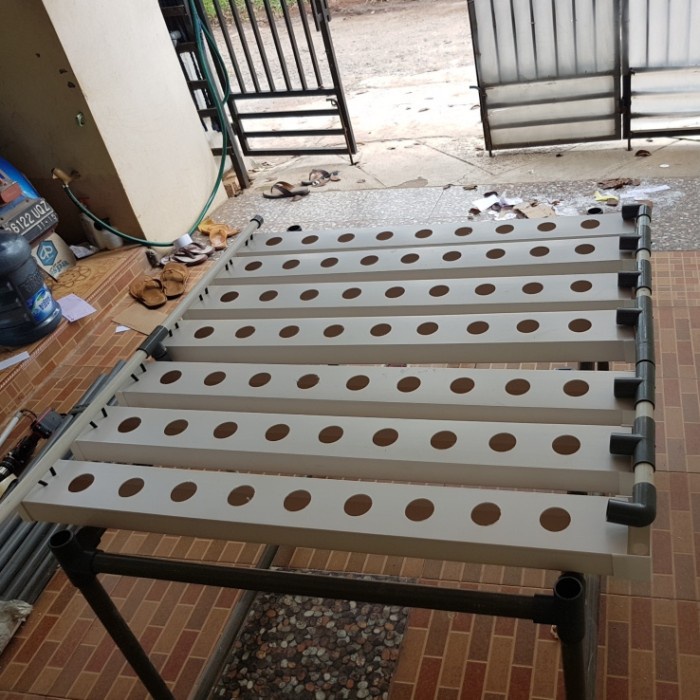 Irigasi Gully Talang Kotak Hidroponik Aquaponik Lengkap Dgn Tutup & Netpot