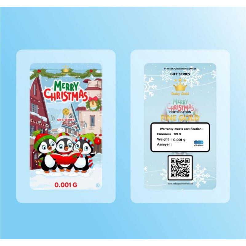 BABY GOLD NATAL MERRY CRISMAS 0.005 GRAM EMAS MINI LOGAM MULIA 24 KARAT