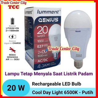 Jual Lampu Emergency LED Lumment Genius 20 Watt Cahaya Putih Bohlam