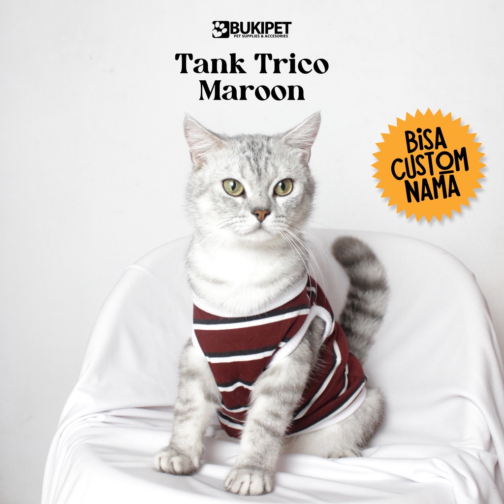 baju kucing anjing kelinci monyet lucu murah aksesoris hewan - BUKI TANK TRICO MAROON SERIES