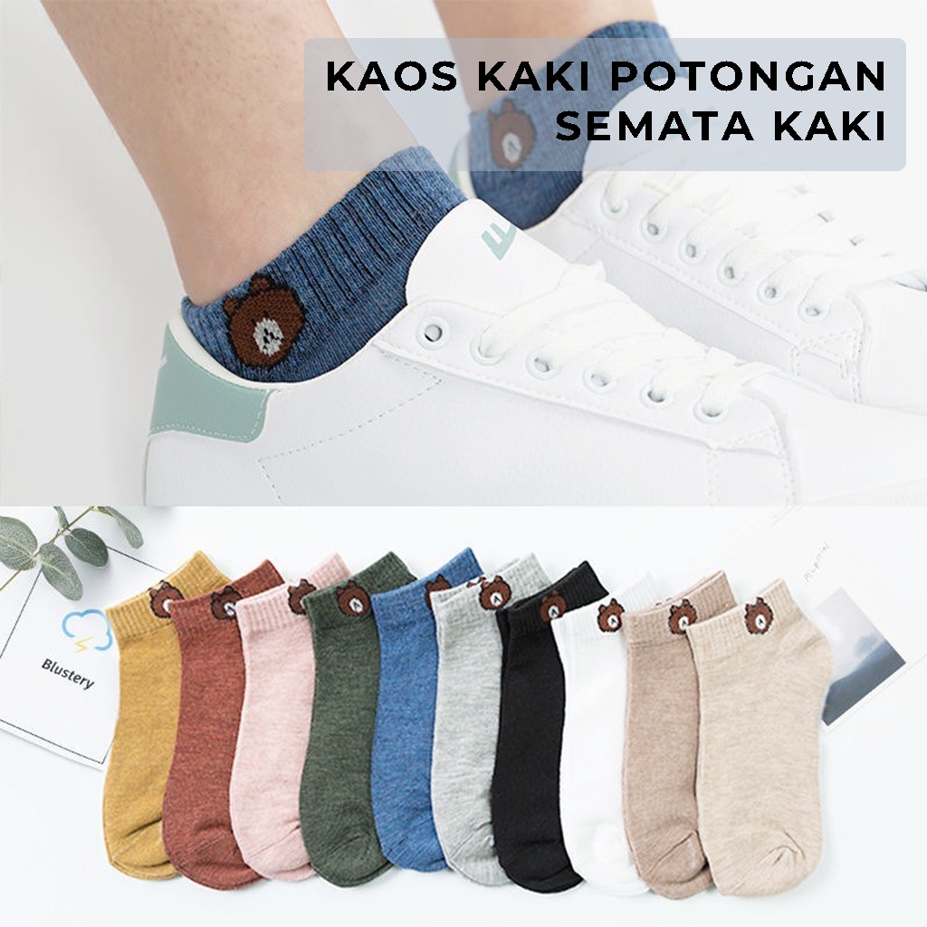 Kaos Kaki Korea Ankle Anak Wanita Pria Socks Bear Motif Lucu Cute Kaus Kaki Sekolah Kos Kaki Dewasa Kasual Pendek Polos | GROSIRXPRESS