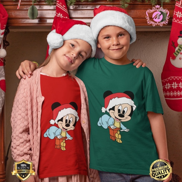 KAOS NATAL ANAK BABY MICKEY CHRISTMAS KIDS COUPLE T SHIRT PREMIUM