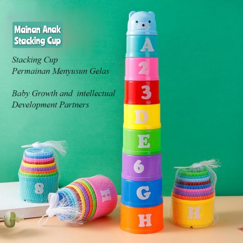 Mainan Stacking Cup Tower Edukatif - Gelas Susun Edukasi Anak Bayi Edukasi
