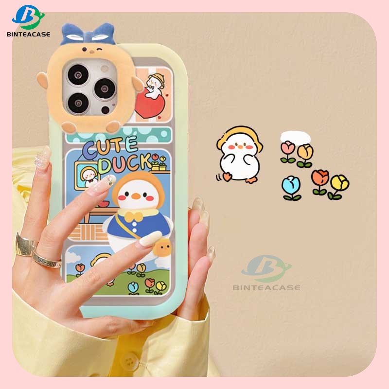 Realme 10 C55 C30 C31 C33 C35 C21Y C25Y RealmeC11 C25 C17 C15 C12 C3 C2 7i 5 5i 6i Kartun Lucu Bebek Monster Kecil Frame Lensa Phone Case Binteacase