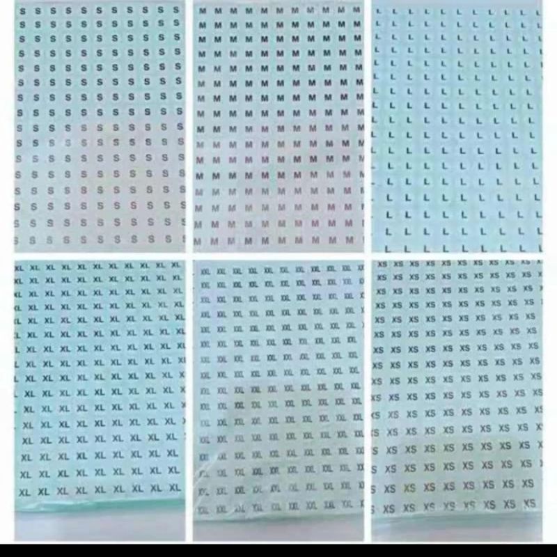 

Stiker Ukuran baju / Stiker label / Stiker tempel Size SX S M XL XXL 3XL 4XL