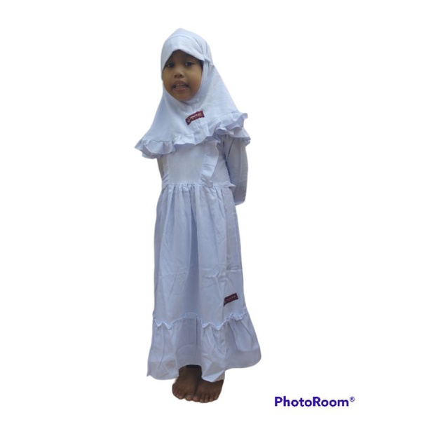 real pict Gamis anak perempuan putih,gamis manasik haji