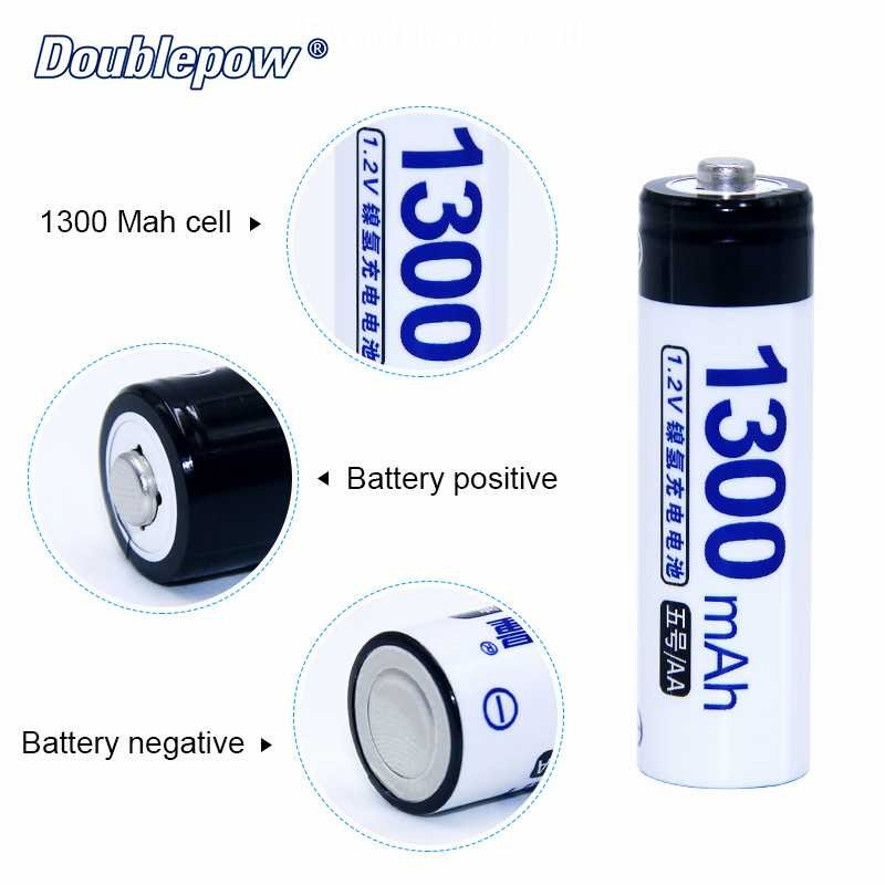 Baterai AA 4pcs 1300 mAh Bisa dicharge Batu Batre Cas Doublepow Battery Rechargeable