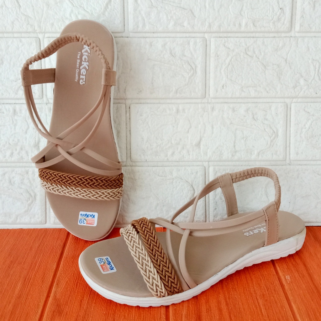 Kickers Let Kelabang 01 Sandal Wanita Size 31-40 Krem