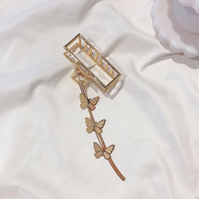 PREMIUM Jedai Rambut Korea bahan Logam dengan Jurai Kupu Kupu - Jepit Rambut Alloy dengan Bandul Jepit Rambut Salon Bahan Besi Motif Butterfly Metal Alloy Hair Claw Clips
