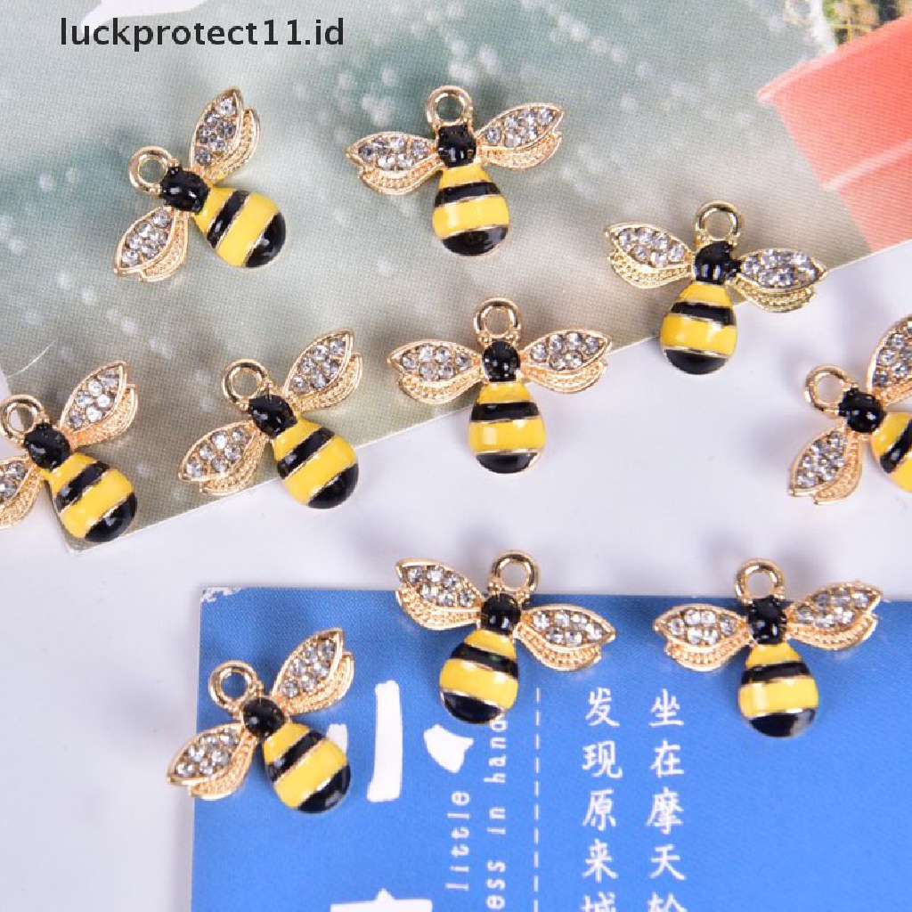 10pcs / Set Liontin Enamel Kristal Honeybee Ch Untuk Membuat Perhiasan