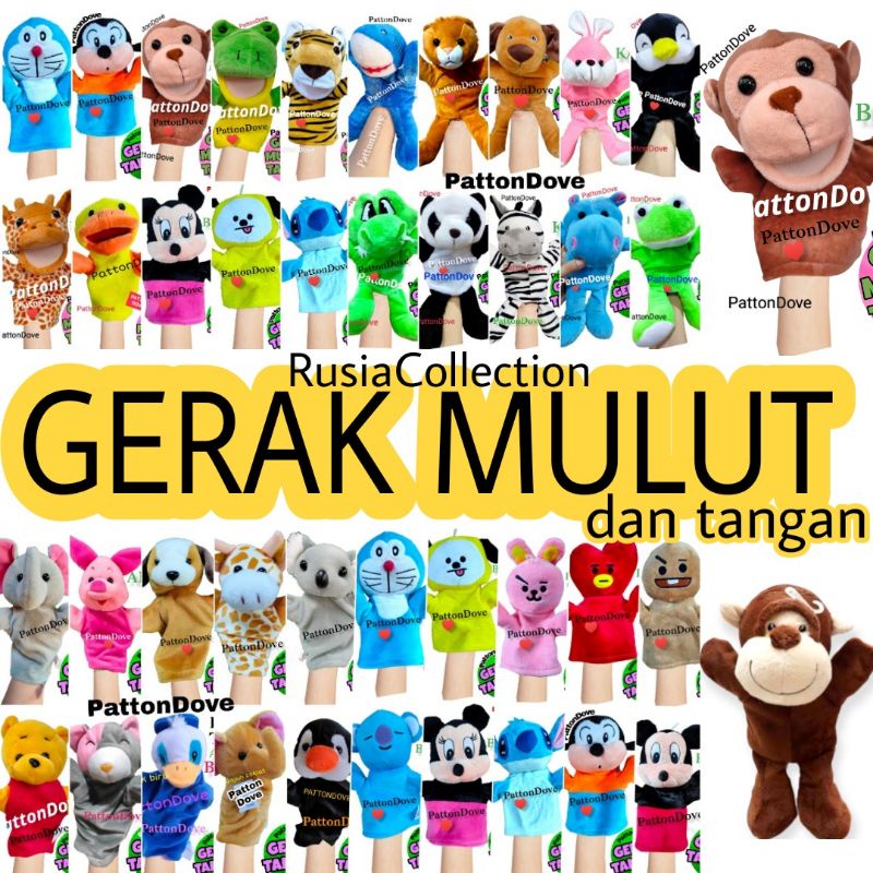 BONEKA TANGAN PREMIUM HAND PUPPET ANIMAL BINATANG HEWAN KARAKTER BONEKA DONGENG BAHAN BAGUS e