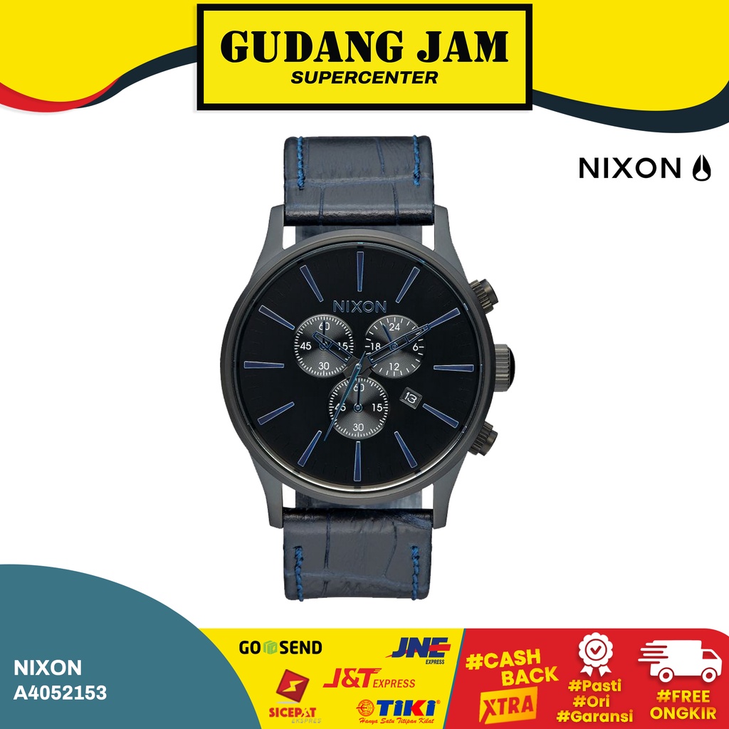 Jual Jam Tangan Pria Nixon A4052153 Navy Black Leather Strap Shopee