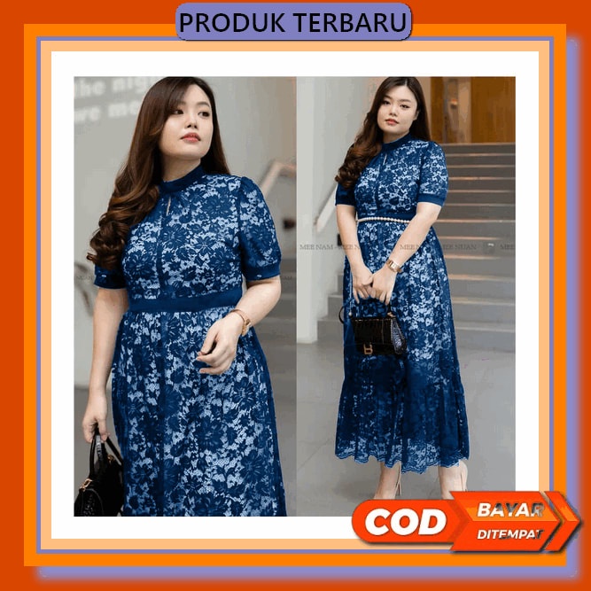 Baju Dress Pesta Natal Imlek Wanita Dewasa Murah Kekinian Terbaru 2021 2022 Midi Dress Bhn Brokat Ko