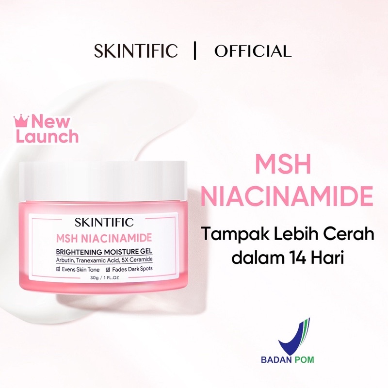 SKINTIFIC MSH NIACINAMIDE BRIGHTENING MOISTURE GEL 30gr / SKINTIFIC MOISTURIZER NIACINAMIDE / MOISTURIZER SKINTIFIC PINK 30gr