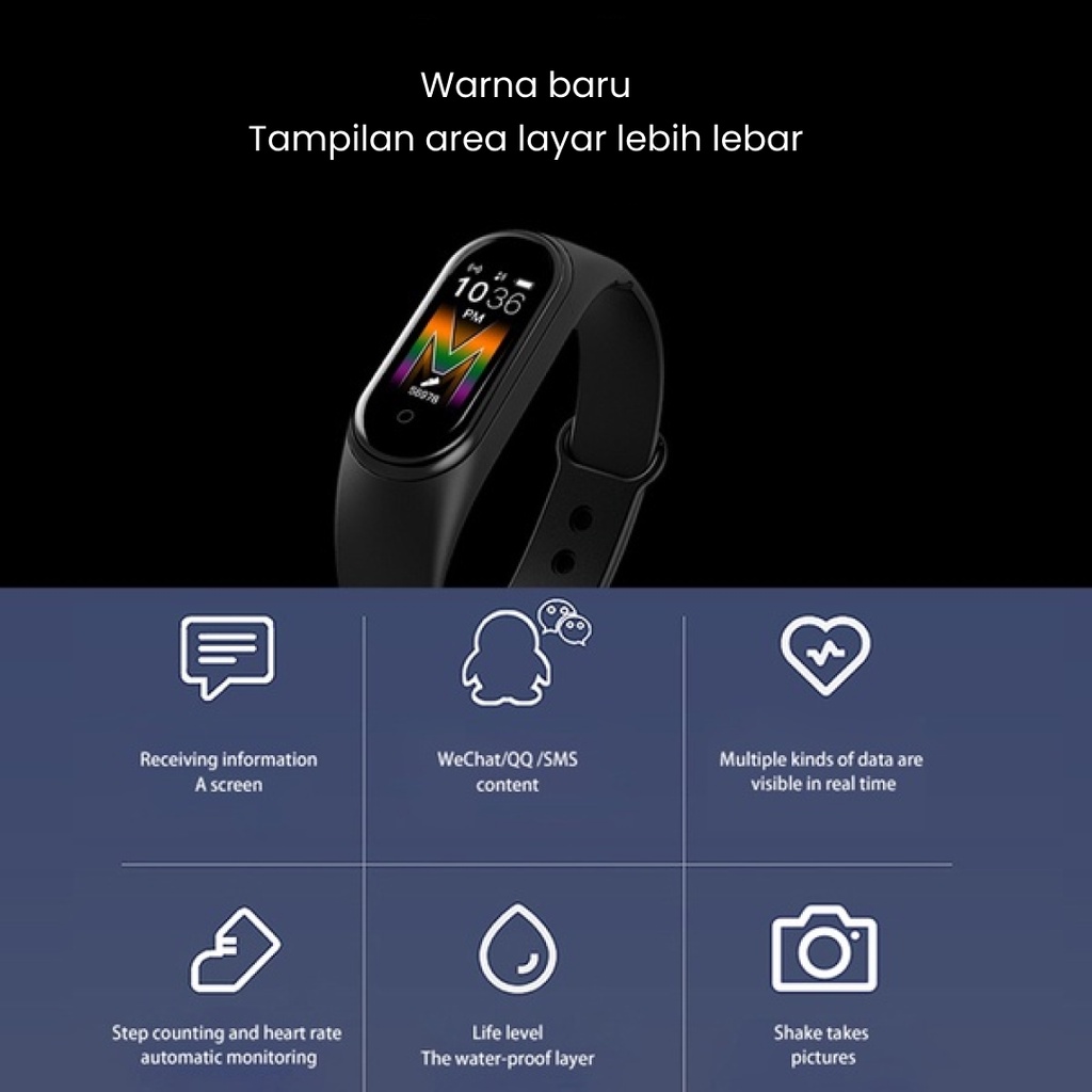 Smart Band M6 Smartwatch Monitor Jantung Tahan Air Bluetooth 4.0