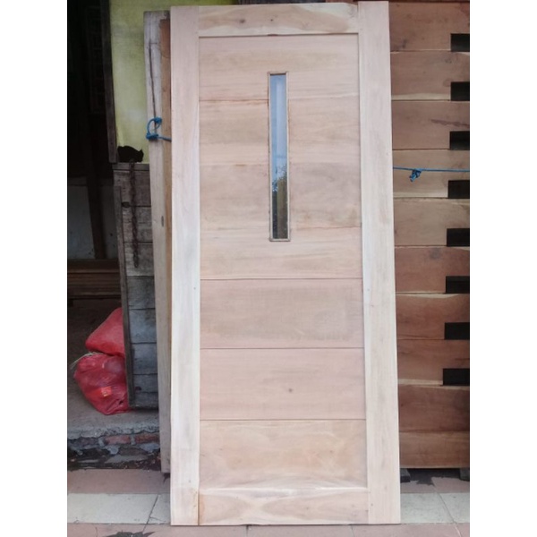 pintu kaca minimalis kayu mahoni
