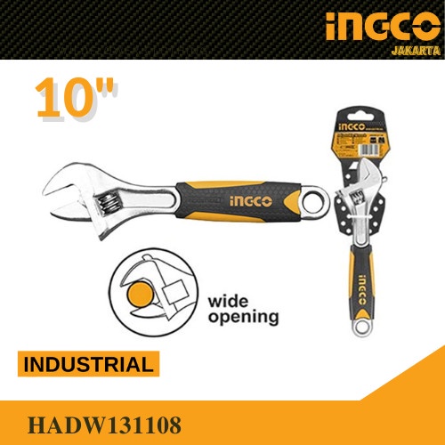 Kunci Inggris 10&quot; Gagang Karet Adjustable Wrench HADW131108 Ingris