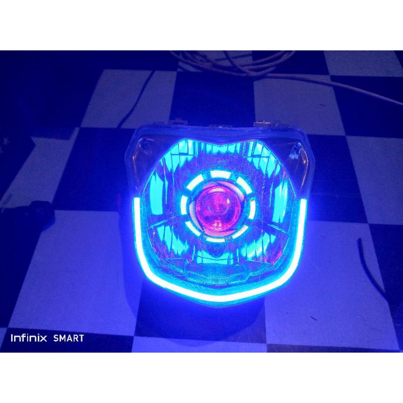lampu depan projie custom gold dan alis Vixion new NVL