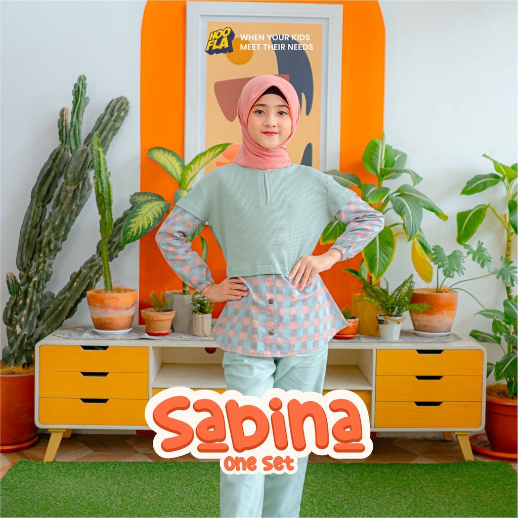 Baju Muslim Setelan Anak Perempuan Umur 5 6 7 8 9 10 11 12 Tahun Model Terbaru Sabina One set