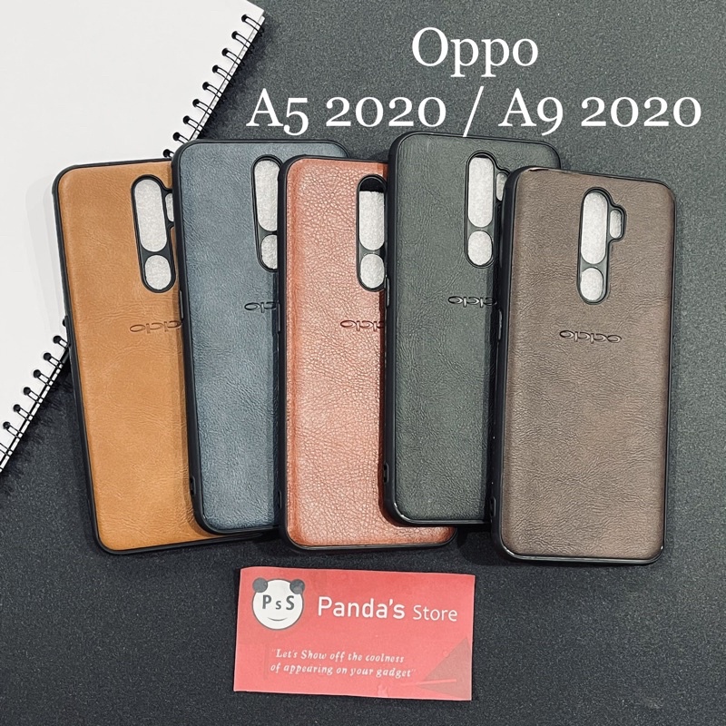 Leather Case Oppo A5 2020 / A9 2020 Softcase Kulit Elegan Casing Slim Fit