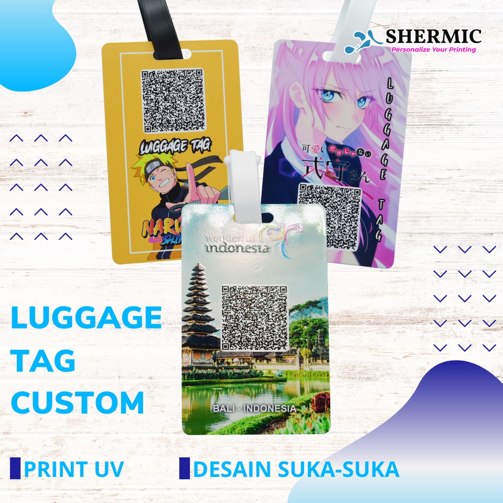 Jual Cetak Custom Print UV Luggage Tag Name Tag Label ID Card Tas Koper