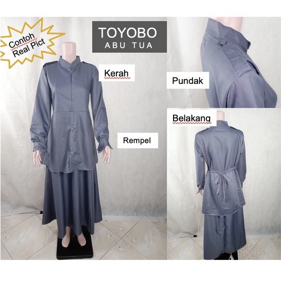 Gamis Seragam Pns Pdh Abu Biru Grey Dongker Toyobo Seragam Guru Kerja