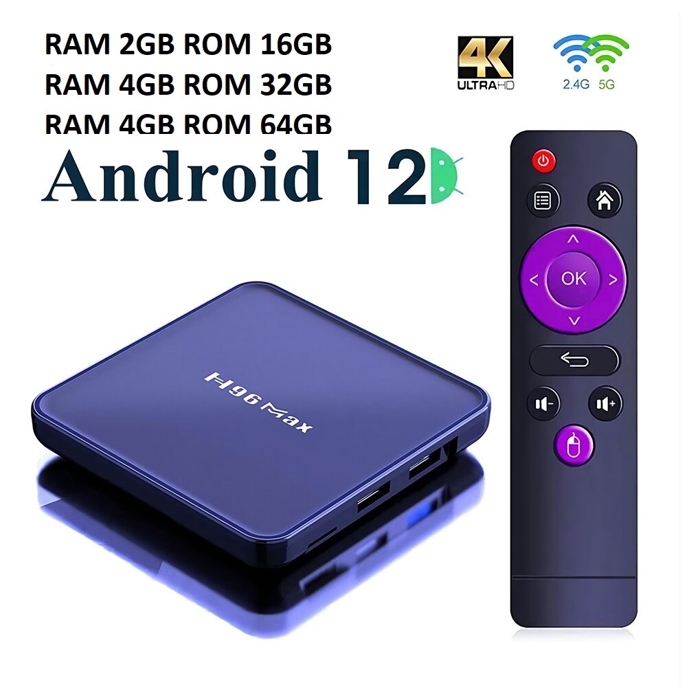 H96 MAX V12 RAM 2GB+16GB Tv Box Android 12 Bluetooth Wifi 4K Dual Wifi