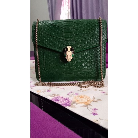 tas sling kulit motif ular preloved